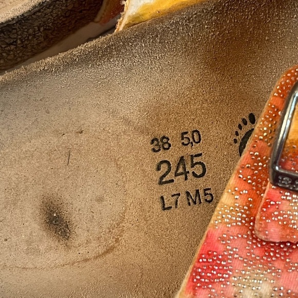 Birkenstock Birkis Tahiti Women’s Size 38 L7 Plaid Glitter Cork Buckle Sandals - Picture 6 of 7